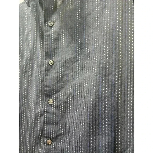 Perry Ellis Men’s Button Shirt, Long Sleeves Navy Blue White XL - Picture 2 of 6